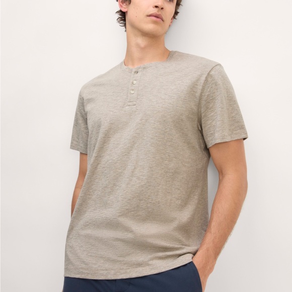 Everlane Shirt XS Cotton Slub Henley Tee Green - Picture 2 of 7